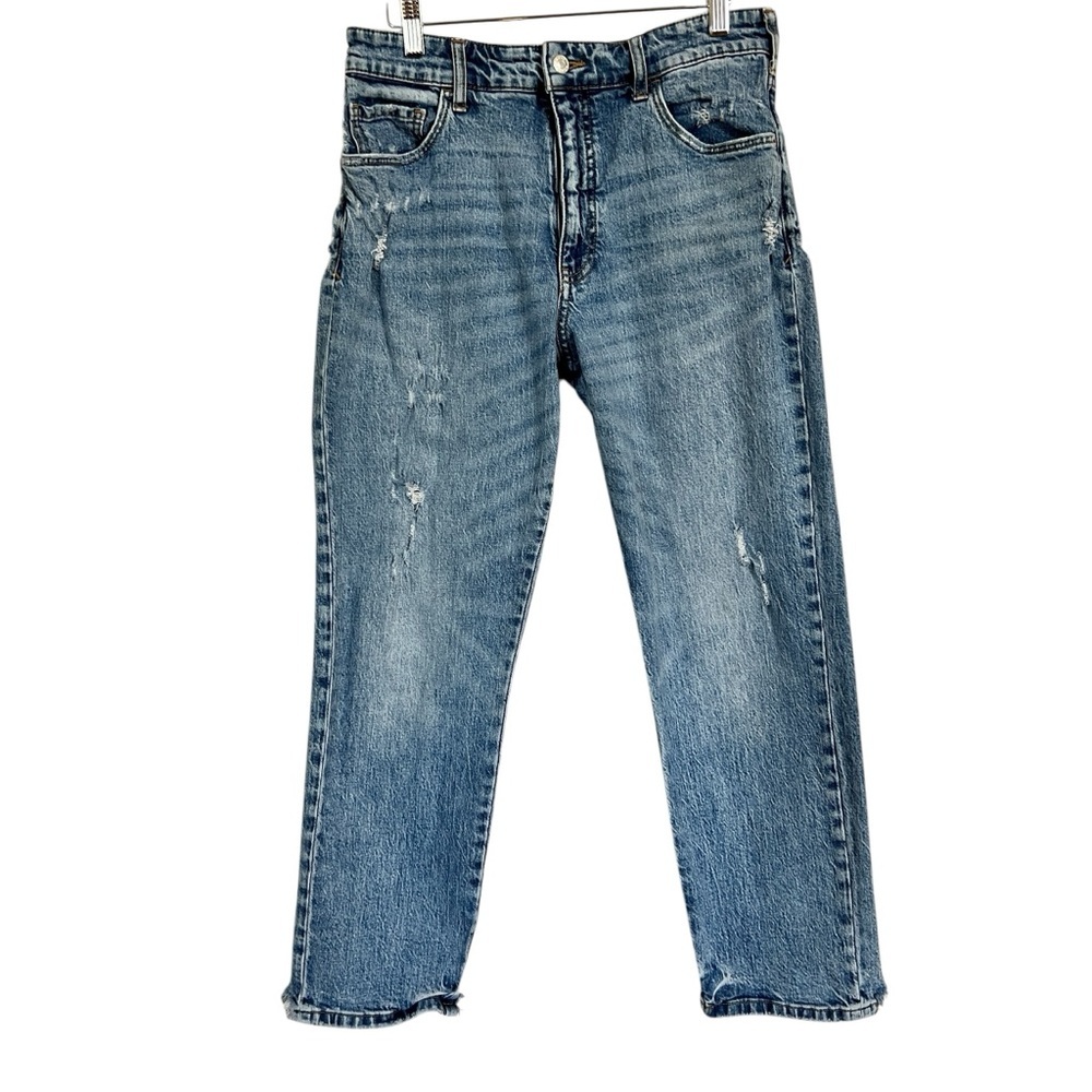 Anthropologie Pilcro & the Letterpress Medium Wash Distressed Mom Jeans Size 28